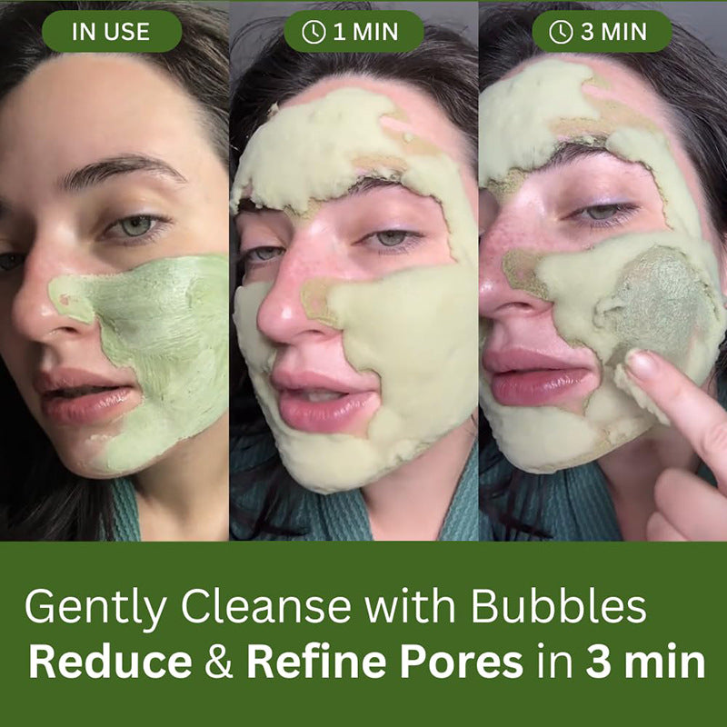 Holy Basil Bubble Clay Mask with Silicone Brush – Deep Cleansing Pore Detox & Blackhead Remover Face Mask